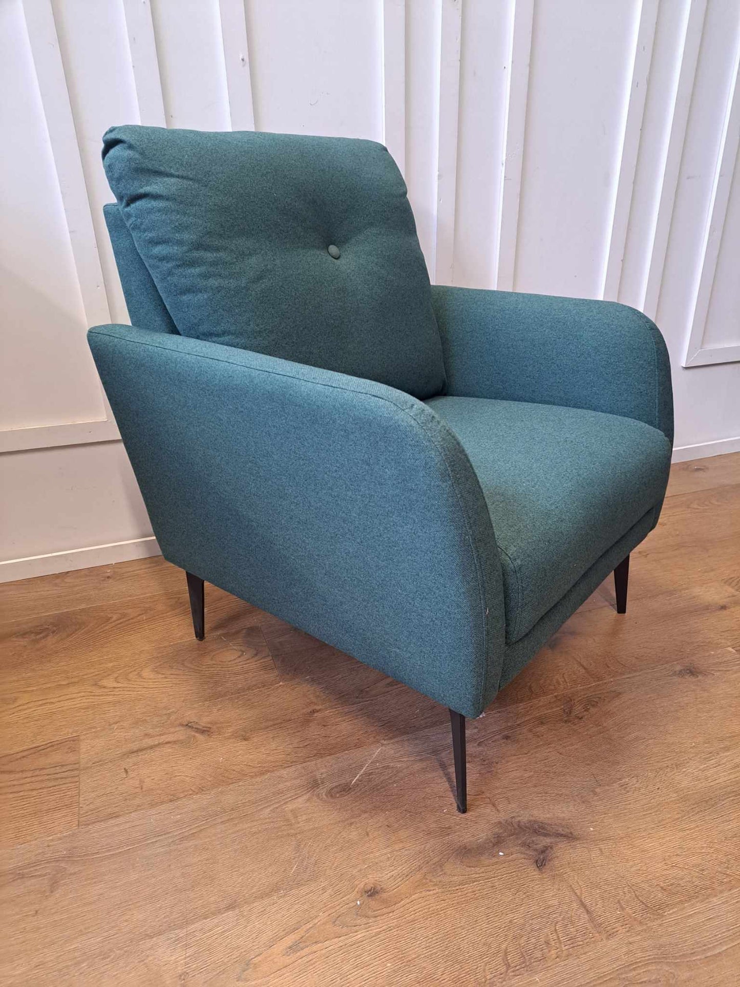 Green Armchair Black Metal Legs