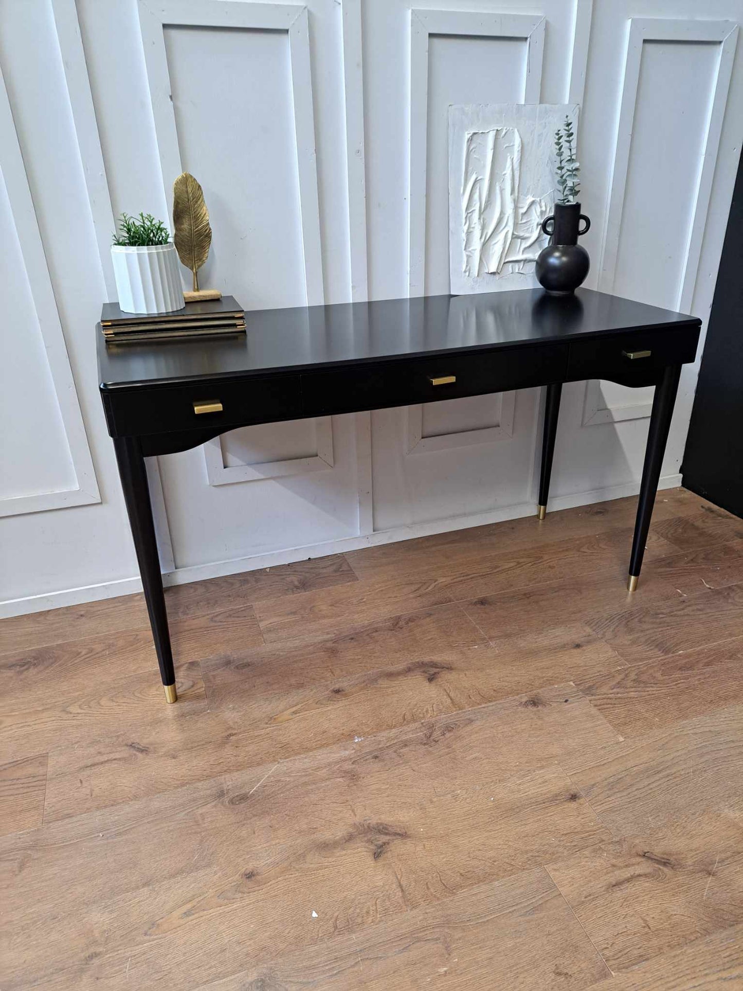 Black and Gold Large Desk with 3 Drawer / La Redoute Novani