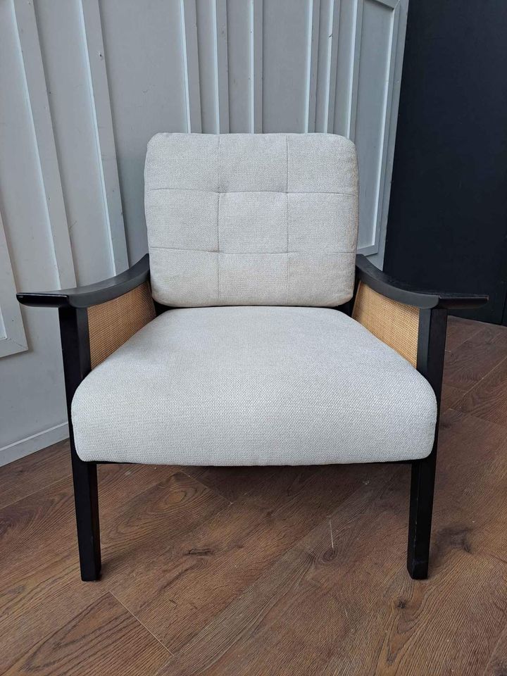 Armchair Club Accent Chair Black Rattan and Off White John Lewis Gondola