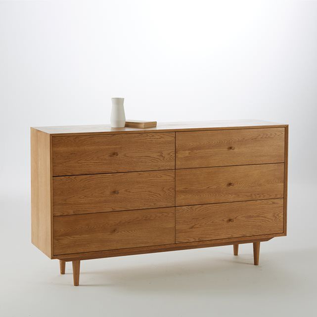 Vintage Style Extra Large Cabinet / La Redoute Quilda 6-drawer oak chest of drawers