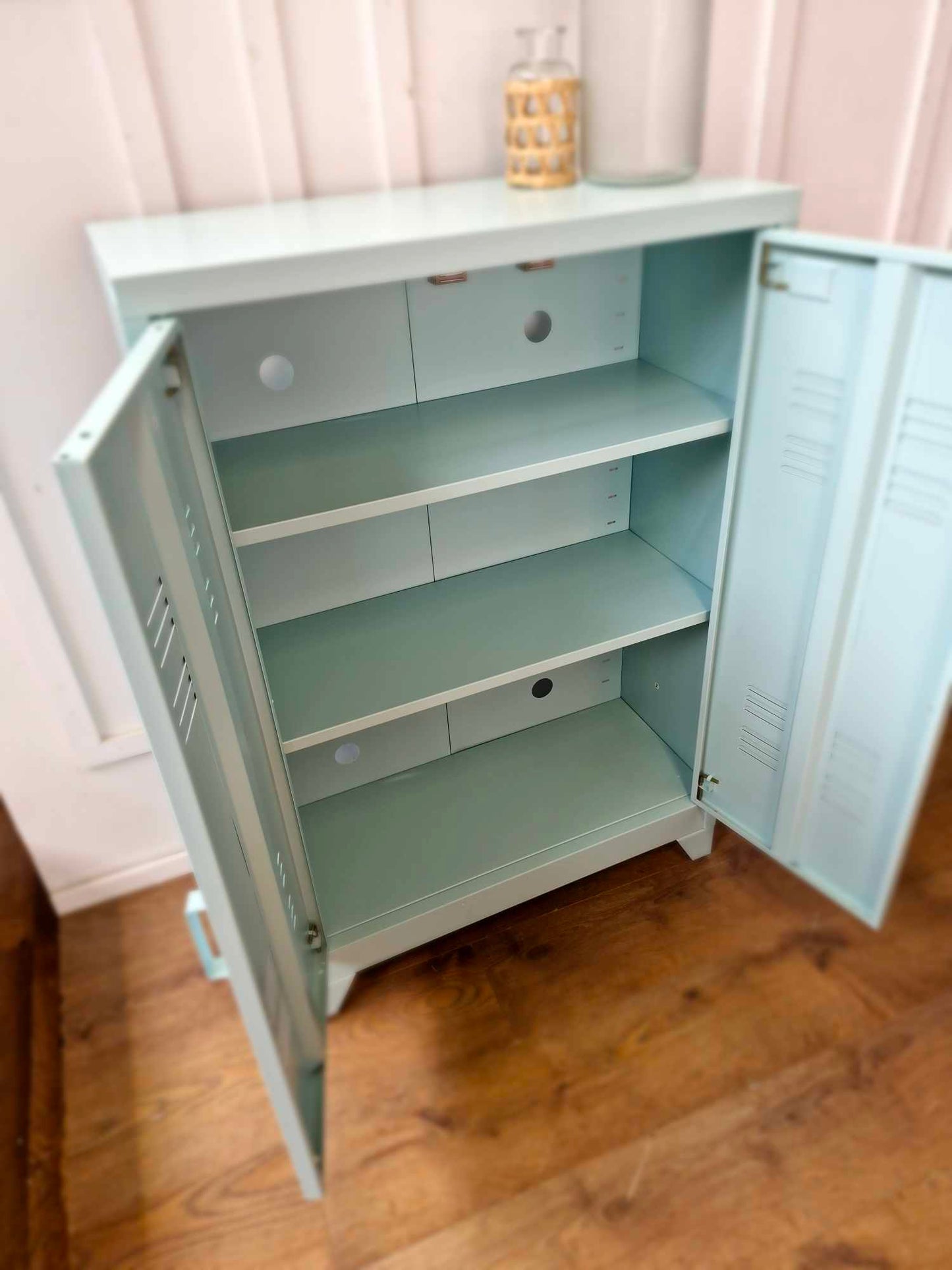 Mint Green 2-Door Metal Cabinet / La Redoute HIba RRP £250