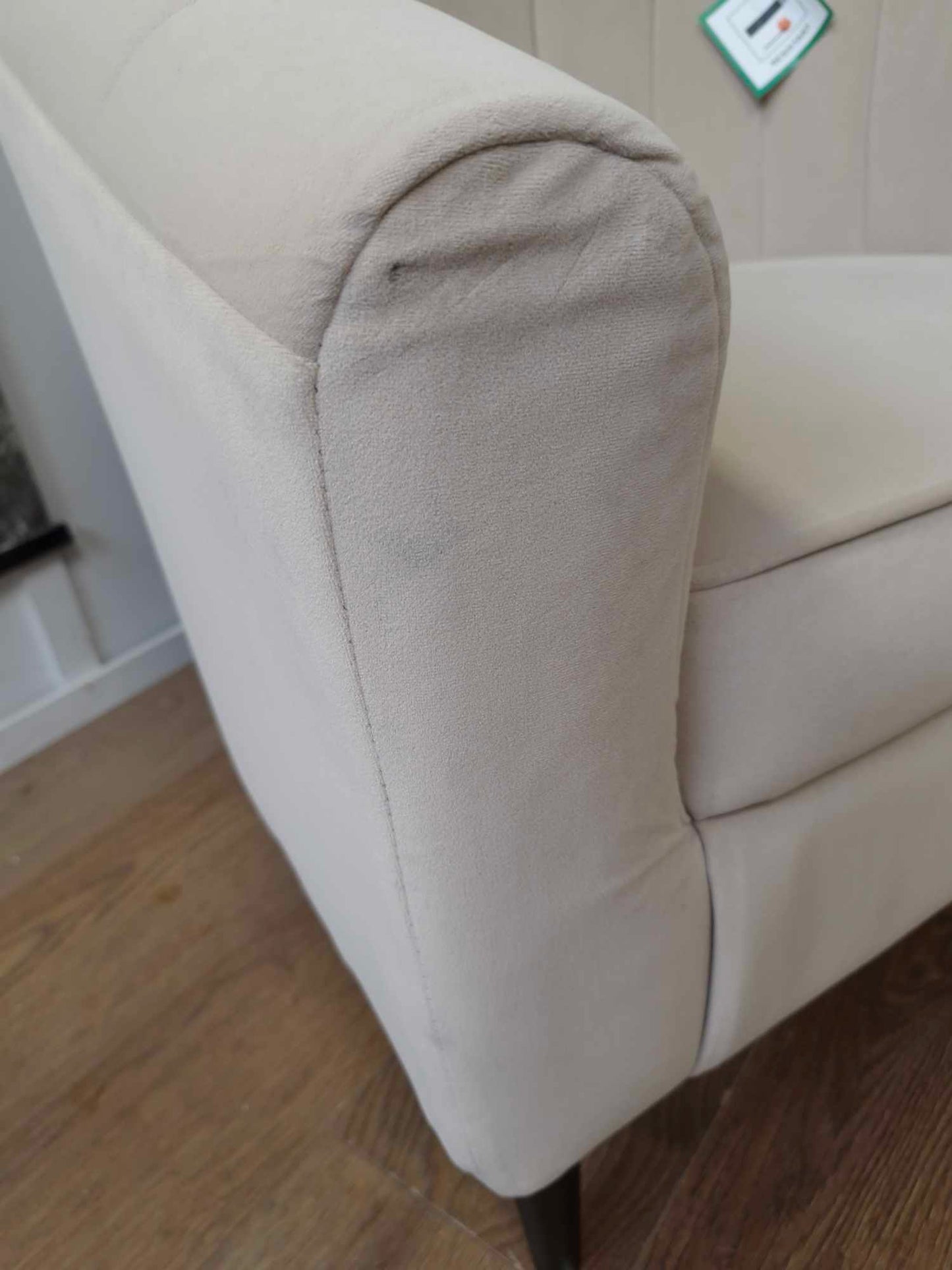 Velvet Armchair Light Beige / Biscuit and Black Legs