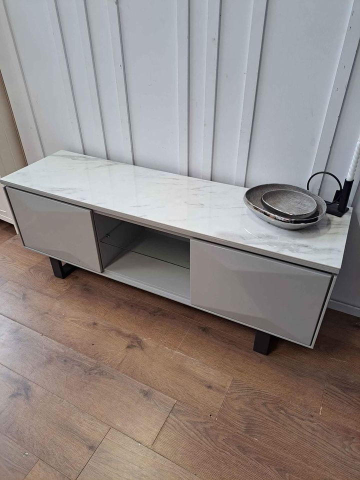 Grey and Marble Effect TV Stand