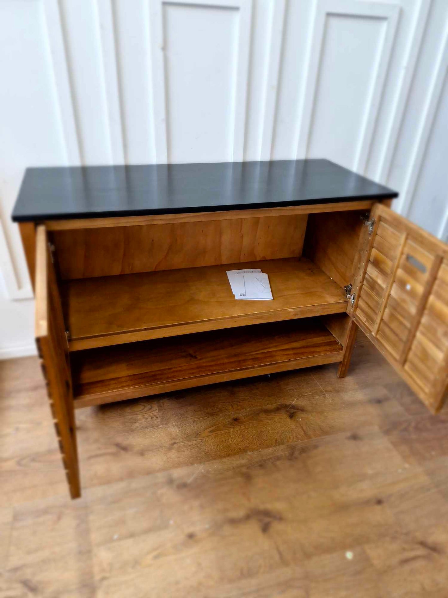 Acacia and Black Wood Bathroom Vanity Unit / La Redoute Saturne RRP £450