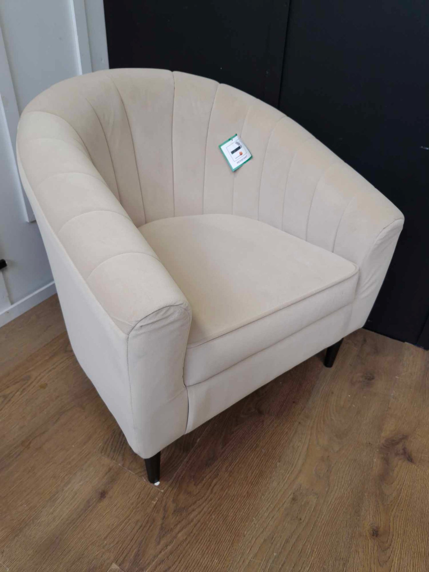 Velvet Armchair Light Beige / Biscuit and Black Legs