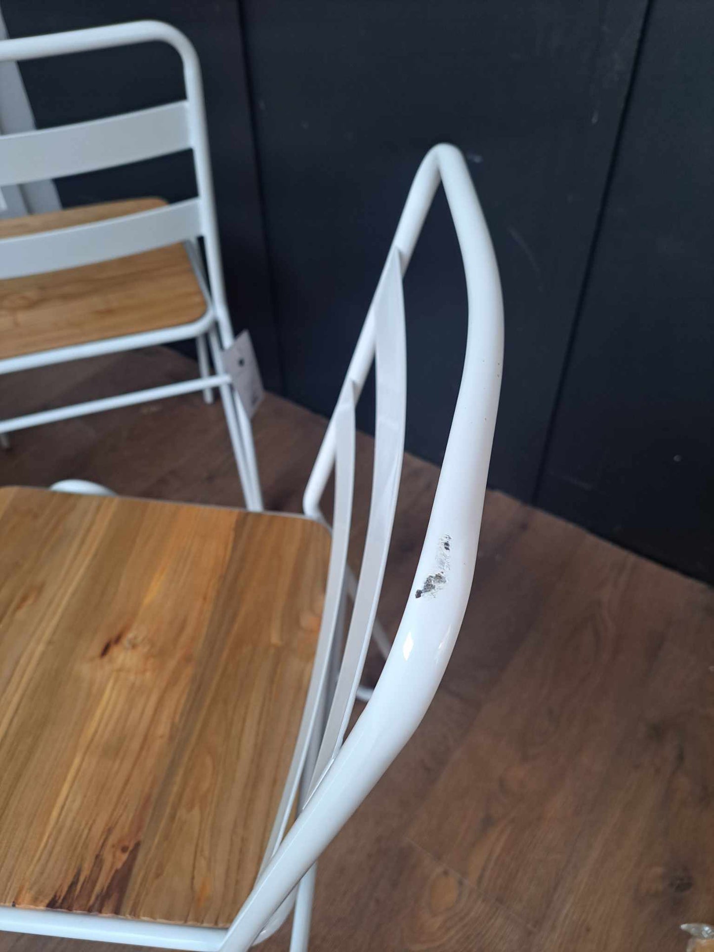 Industrial Style Dining Chair / White Metal and Elm Wood / La Redoute Loft