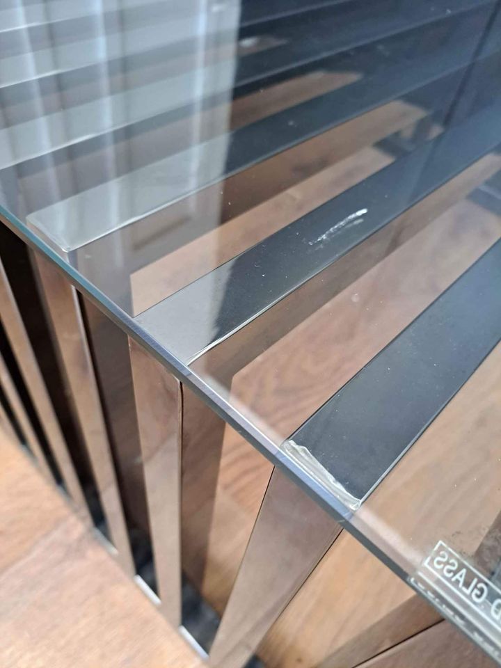 Large Coffee Table black metal and glass EX DISPLAY