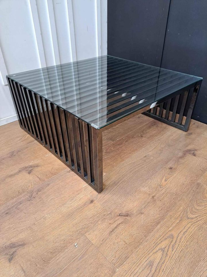 Large Coffee Table black metal and glass EX DISPLAY