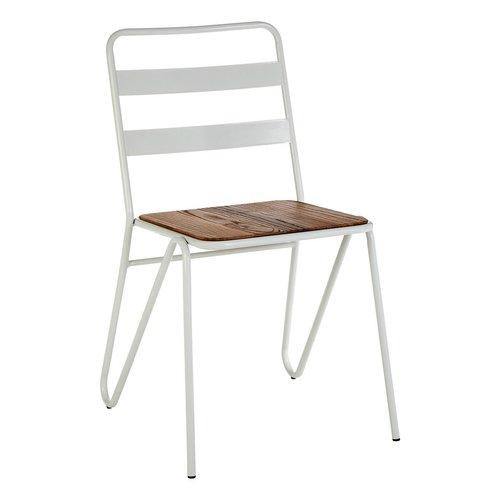 Industrial Style Dining Chair / White Metal and Elm Wood / La Redoute Loft