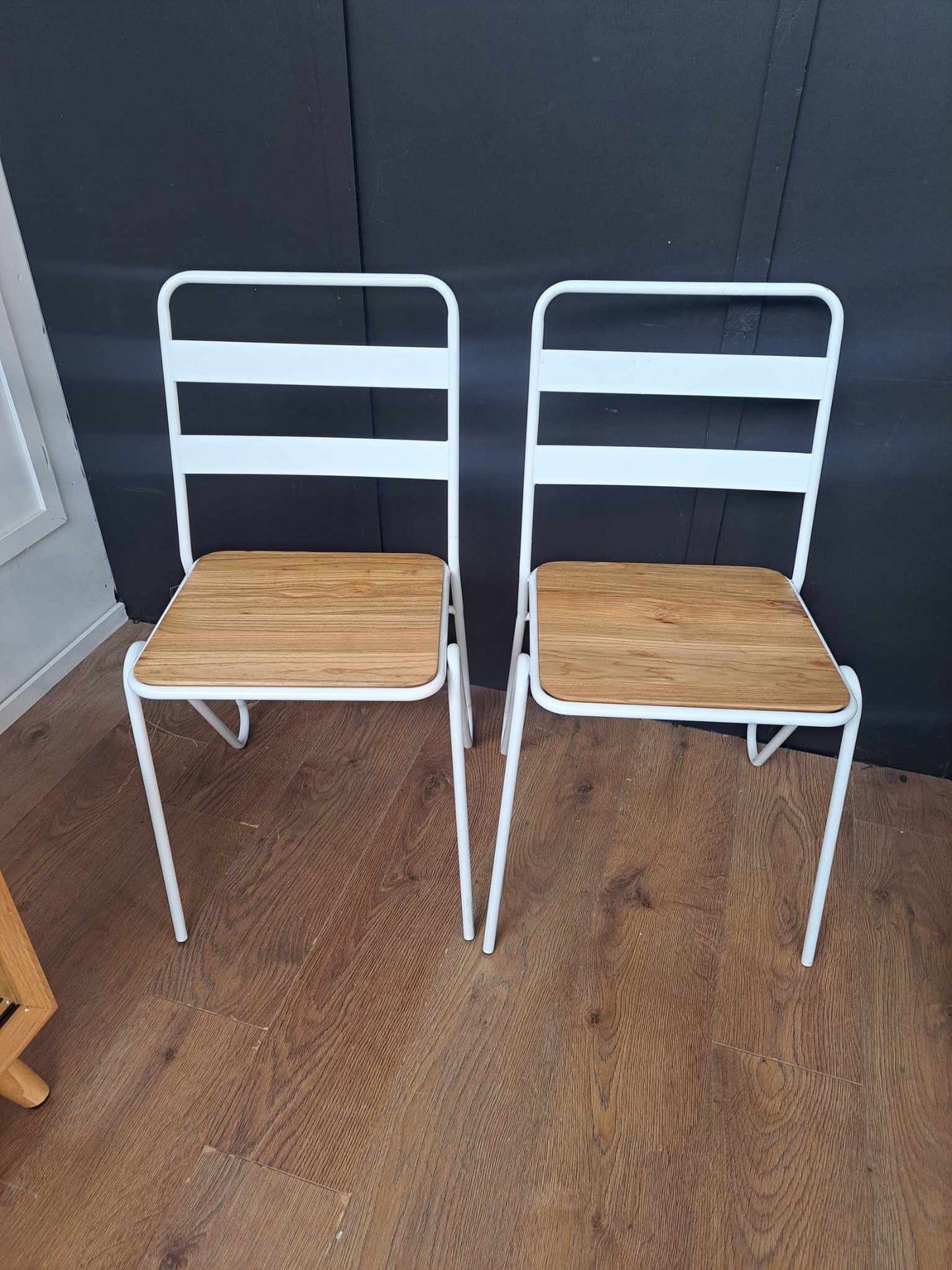Industrial Style Dining Chair / White Metal and Elm Wood / La Redoute Loft