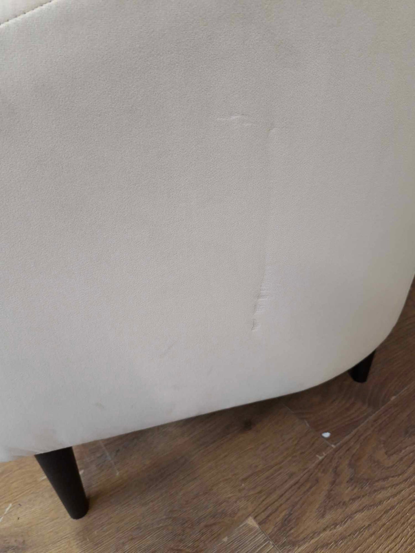Velvet Armchair Light Beige / Biscuit and Black Legs