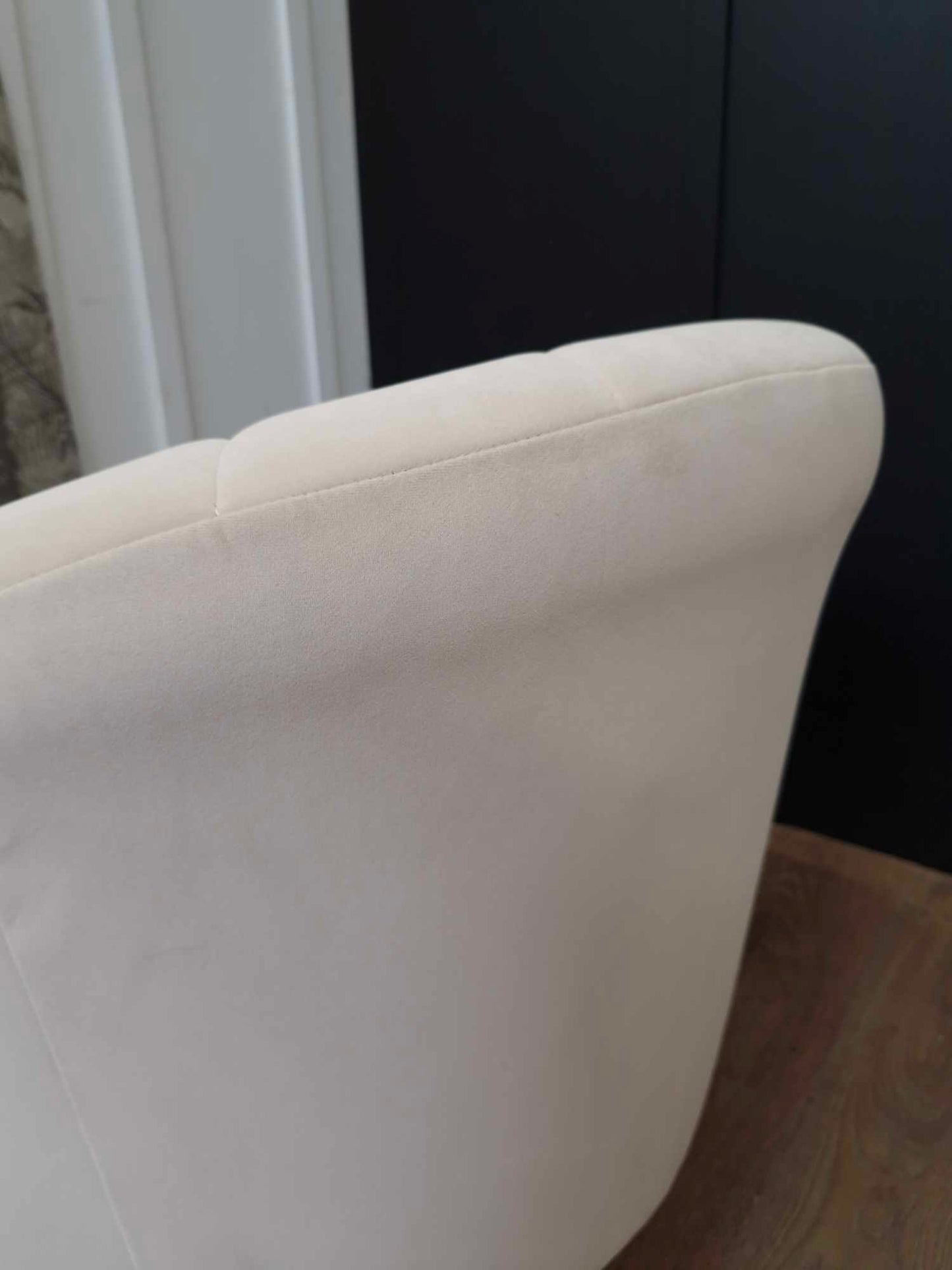 Velvet Armchair Light Beige / Biscuit and Black Legs