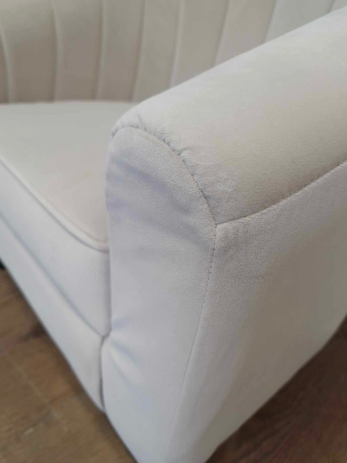 Velvet Armchair Light Beige / Biscuit and Black Legs