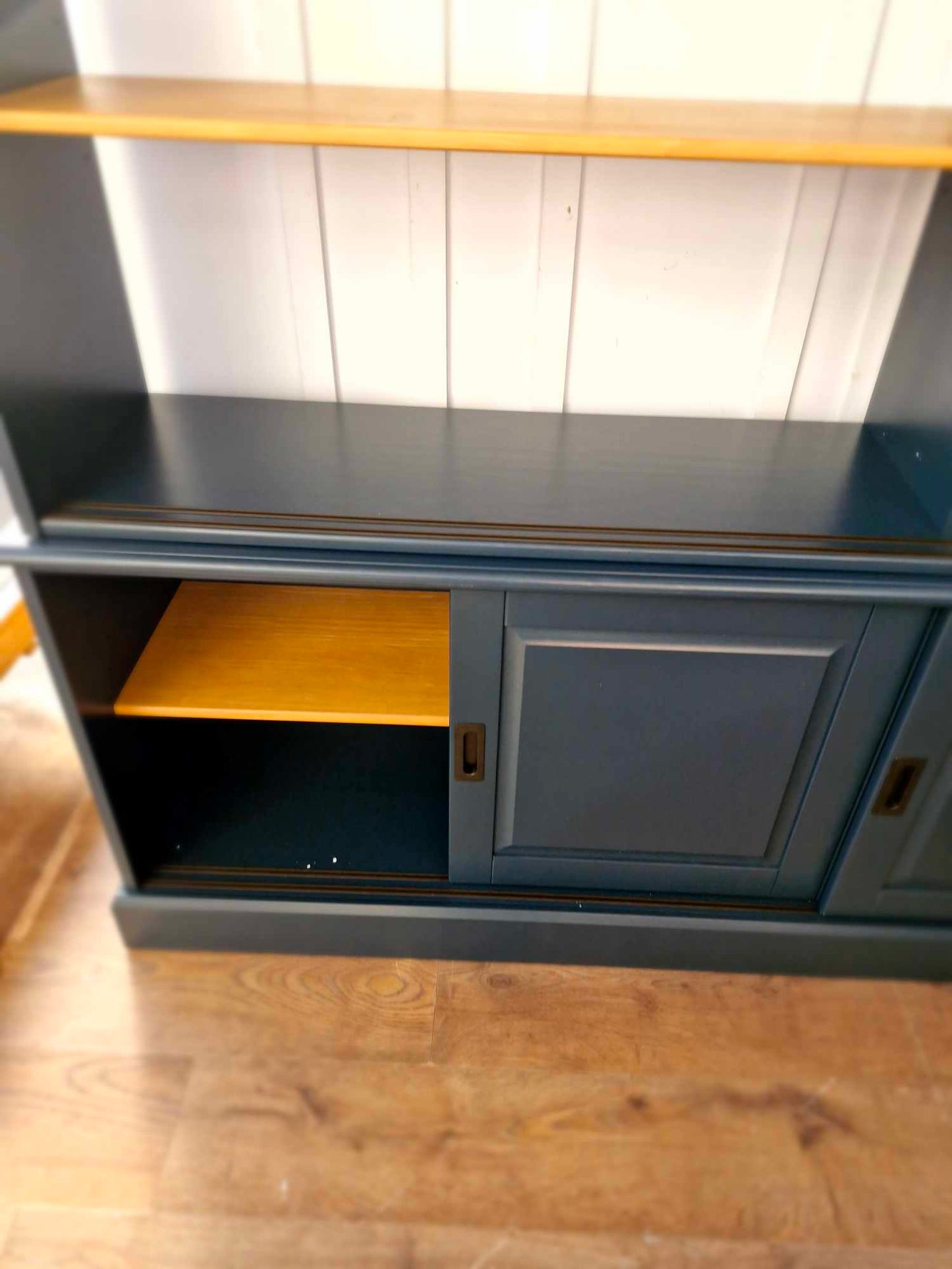 Large Cabinet Dresser Charcoal Grey Blue and Wood / La Redoute Poiret RRP £1199