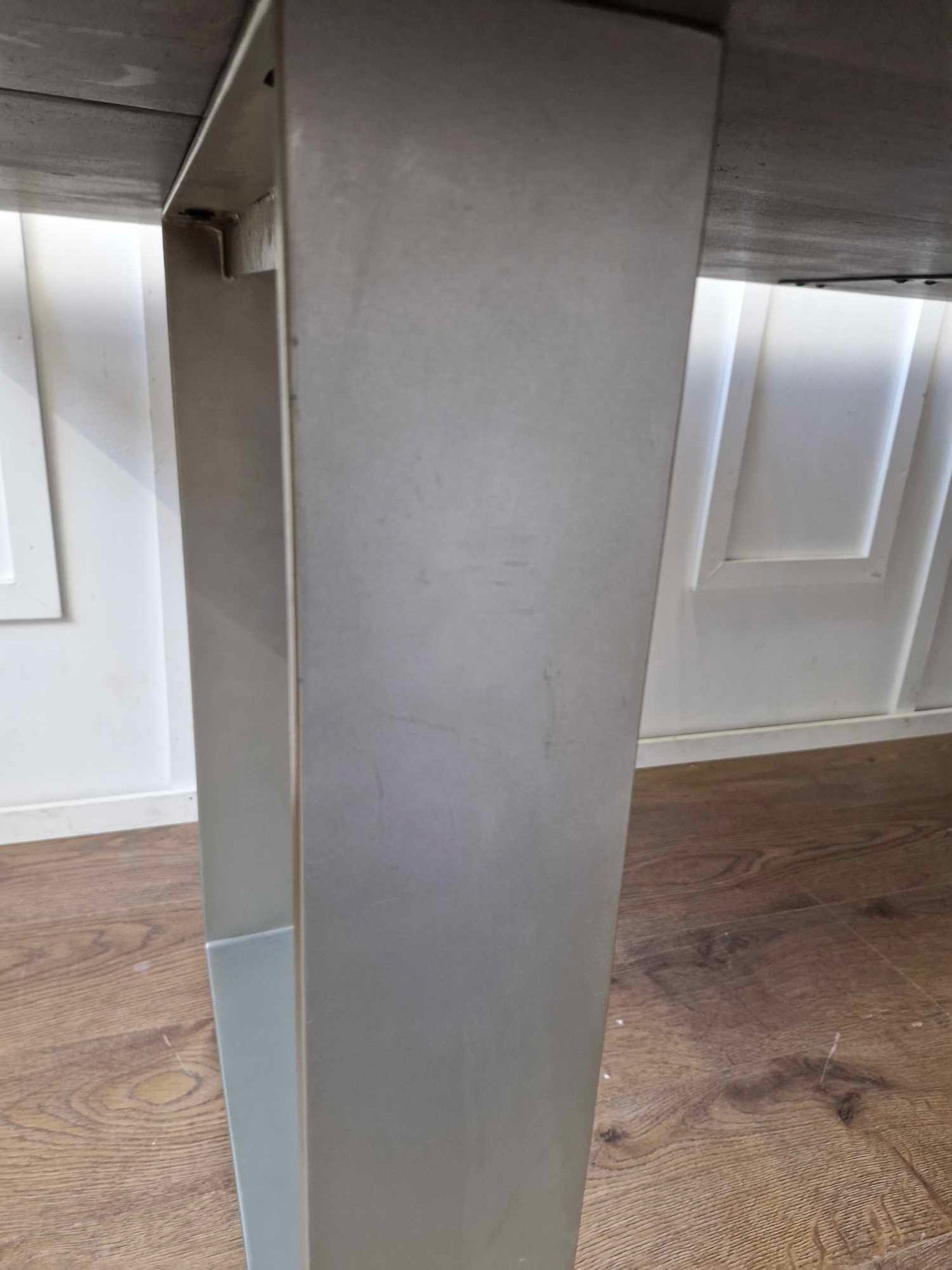 Grey Washed Solid Wood and Silver Dining Table / NEXT Maryland 6 Seater RRP £885