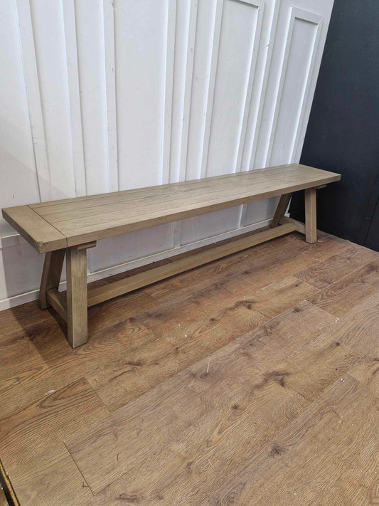 Extra Large Dining Bench Grey Washed Solid Oak