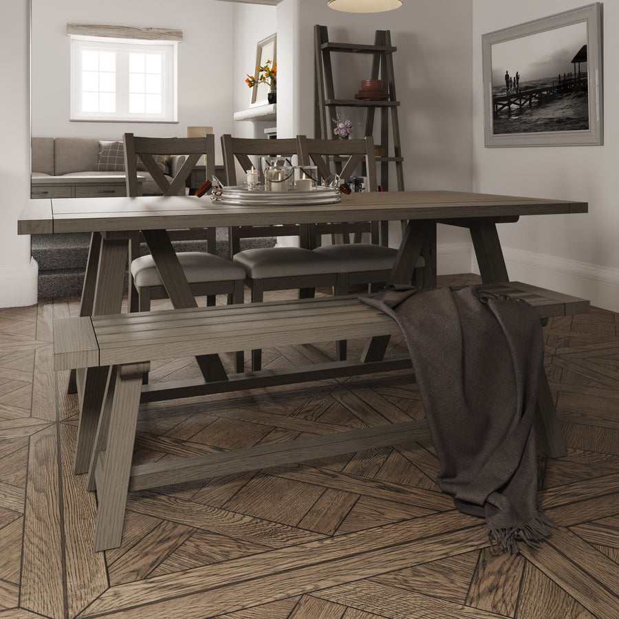 Extra Large Dining Bench Grey Washed Solid Oak