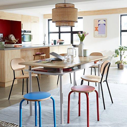 Grey and Oak Dining Table with storage and double top / La Redoute Biniti RRP £525