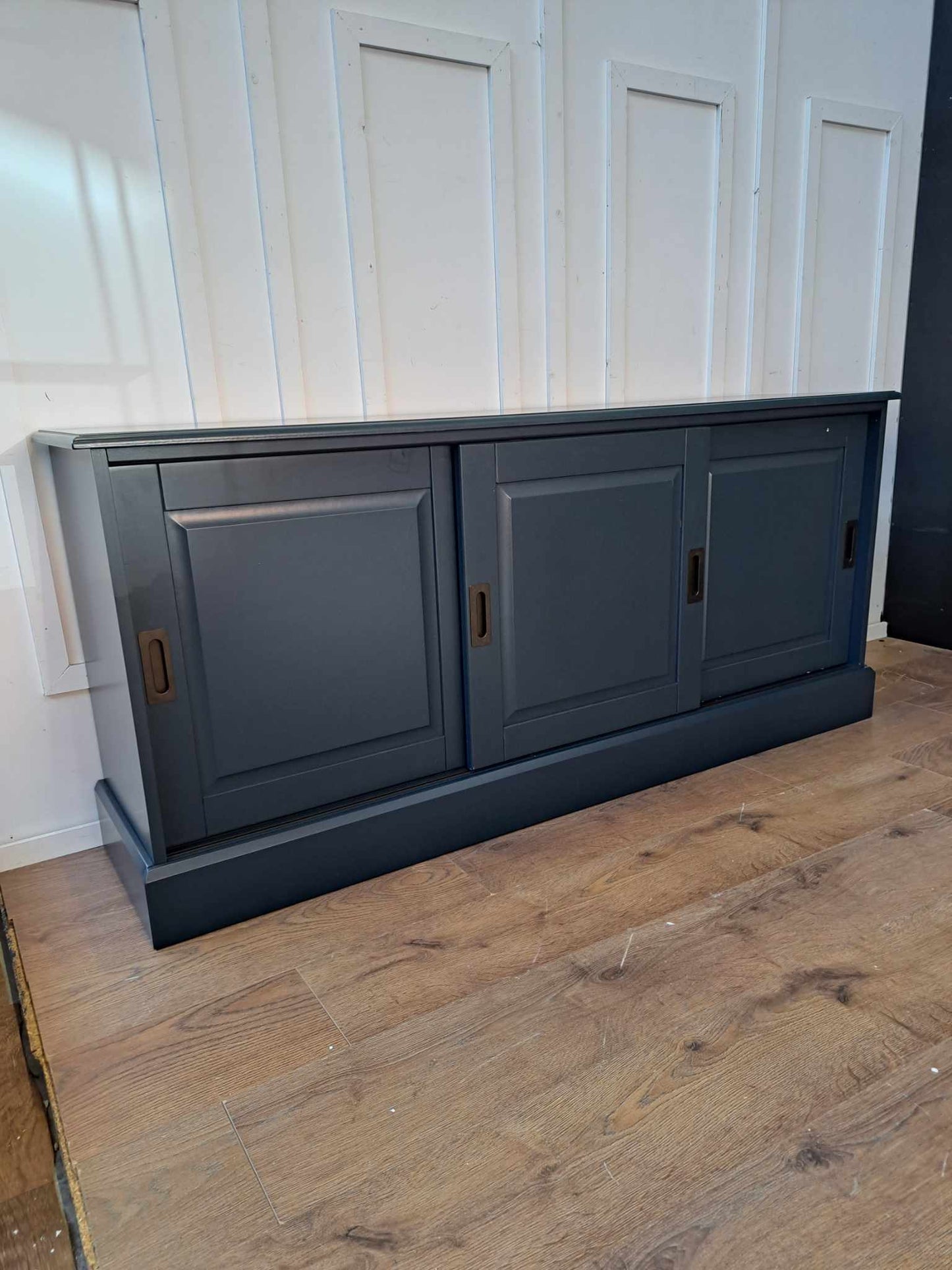 Large Cabinet Dresser Charcoal Grey Blue and Wood / La Redoute Poiret RRP £1199