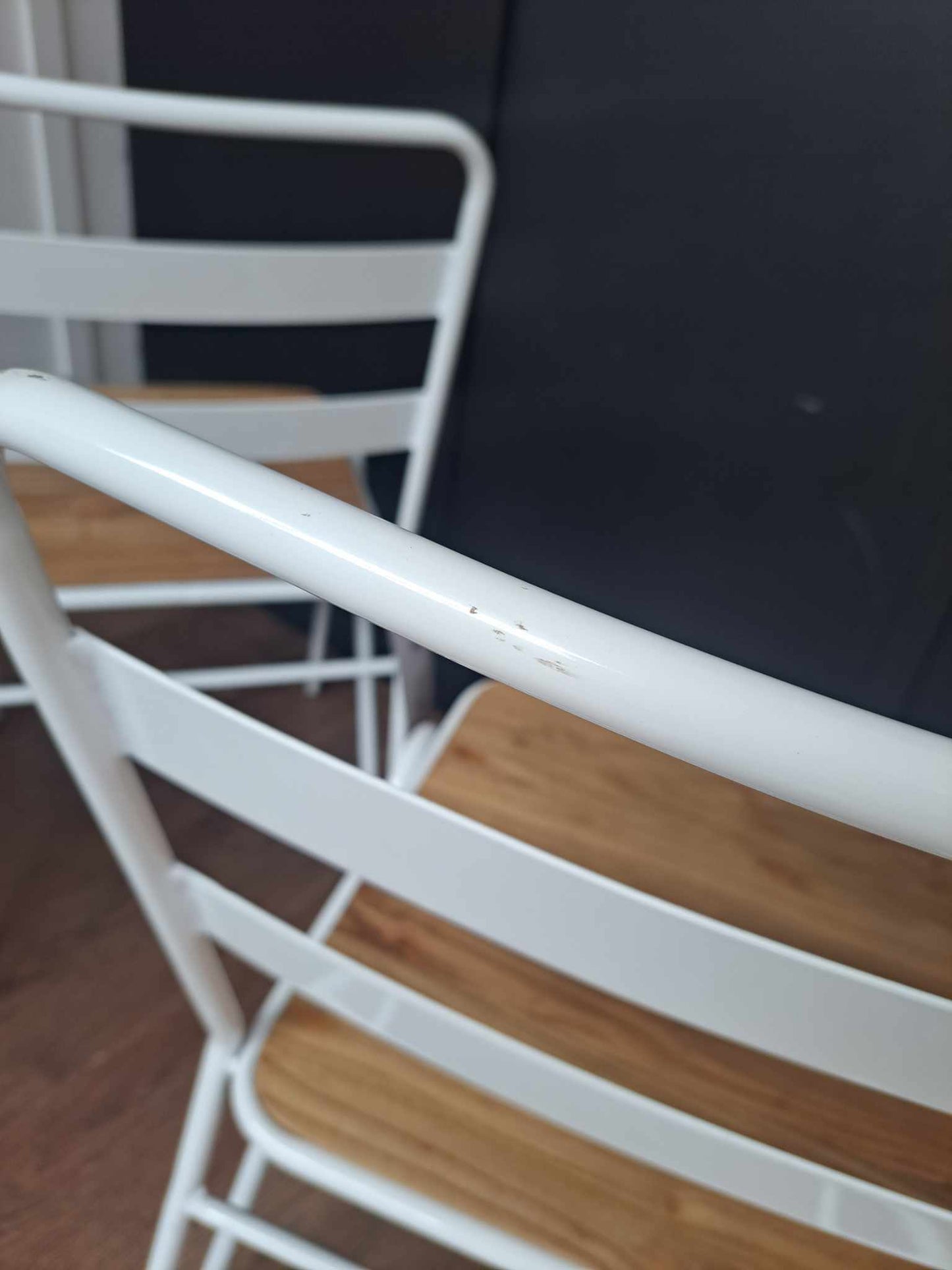 Industrial Style Dining Chair / White Metal and Elm Wood / La Redoute Loft