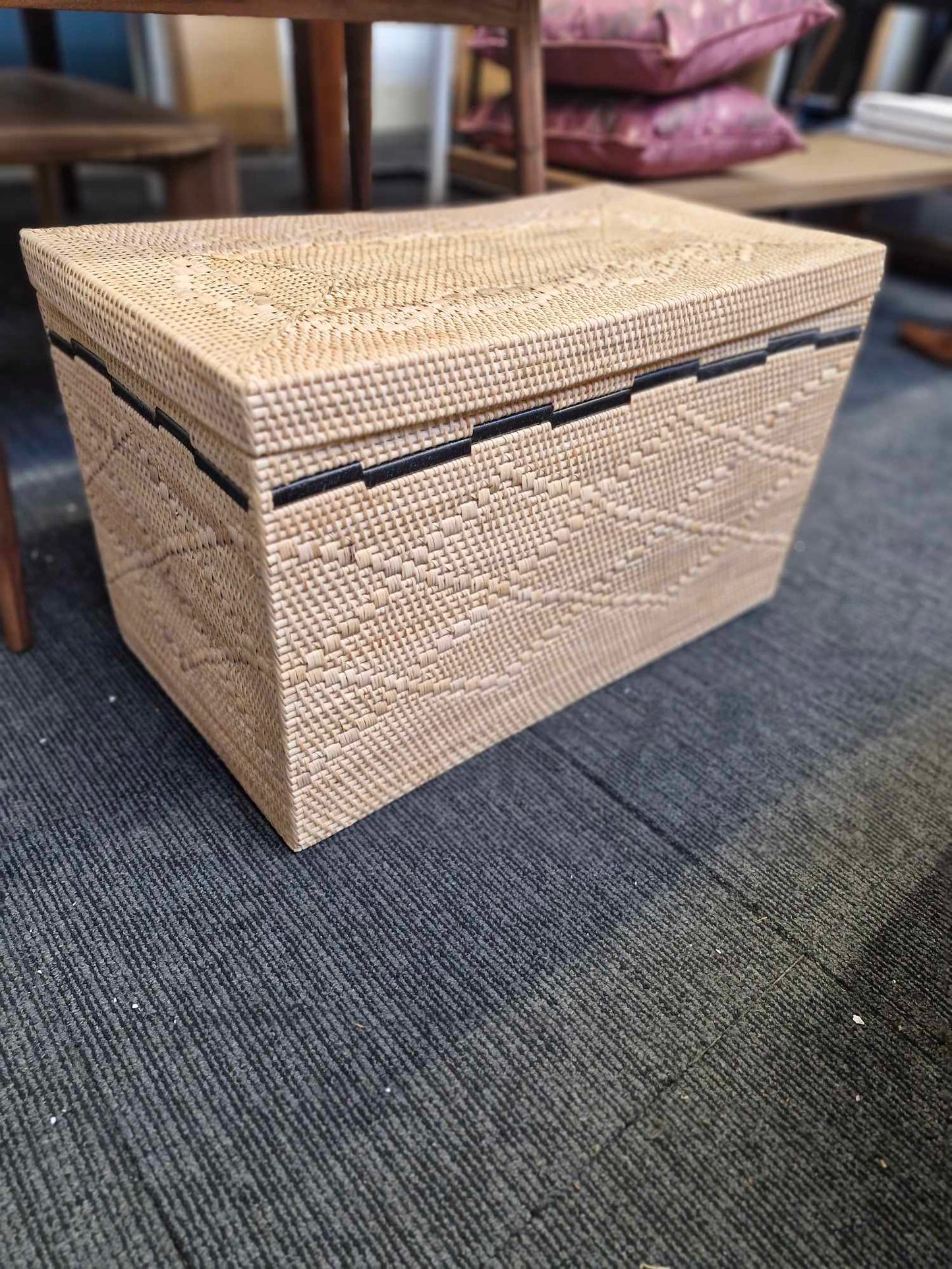 Rattan Storage Trunk Basket Box with Lid / La Redoute Danae RRP £299