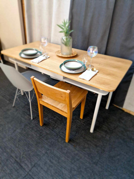 Grey and Oak Dining Table with storage and double top / La Redoute Biniti RRP £525