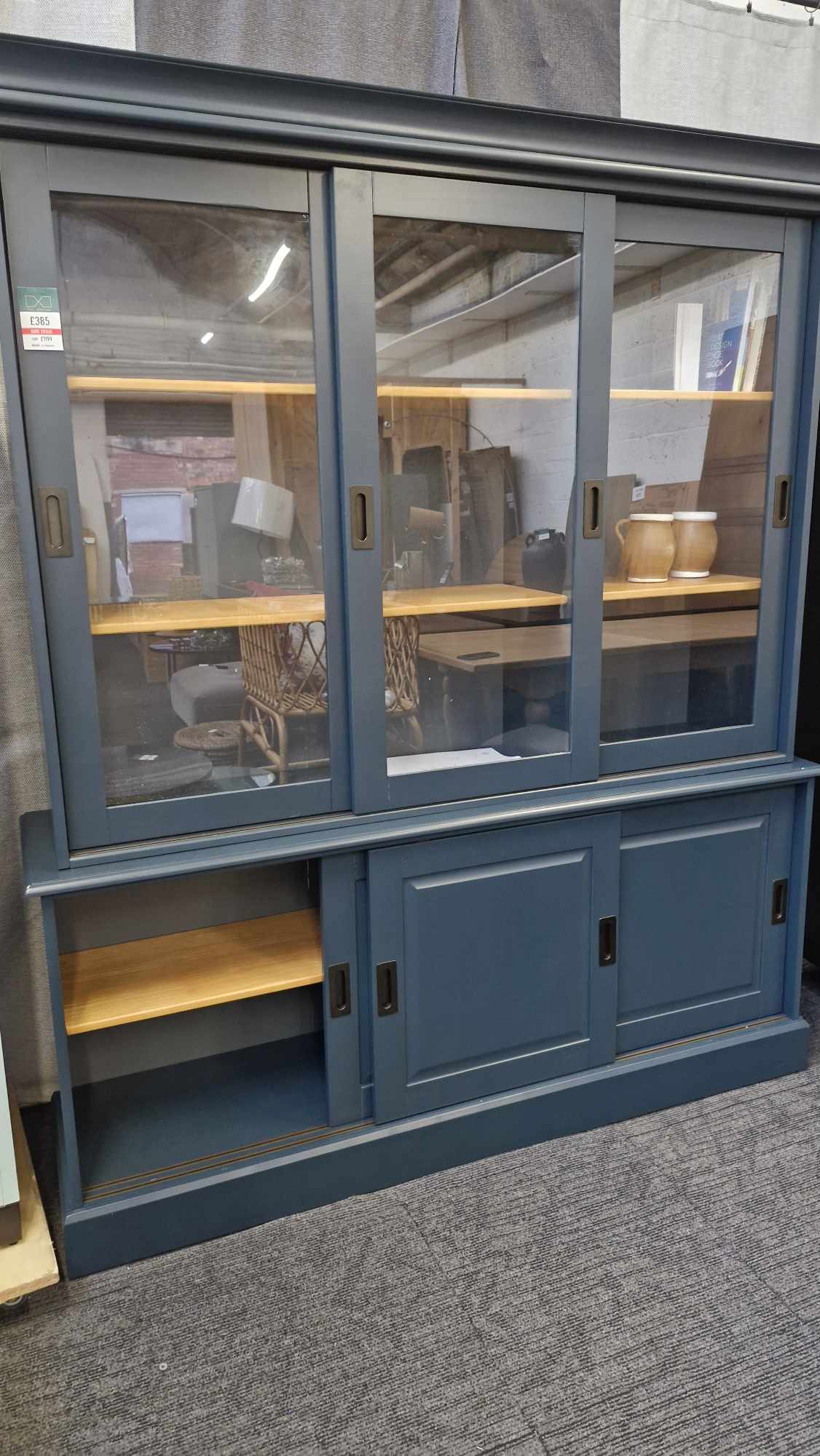 Large Cabinet Dresser Charcoal Grey Blue and Wood / La Redoute Poiret RRP £1199