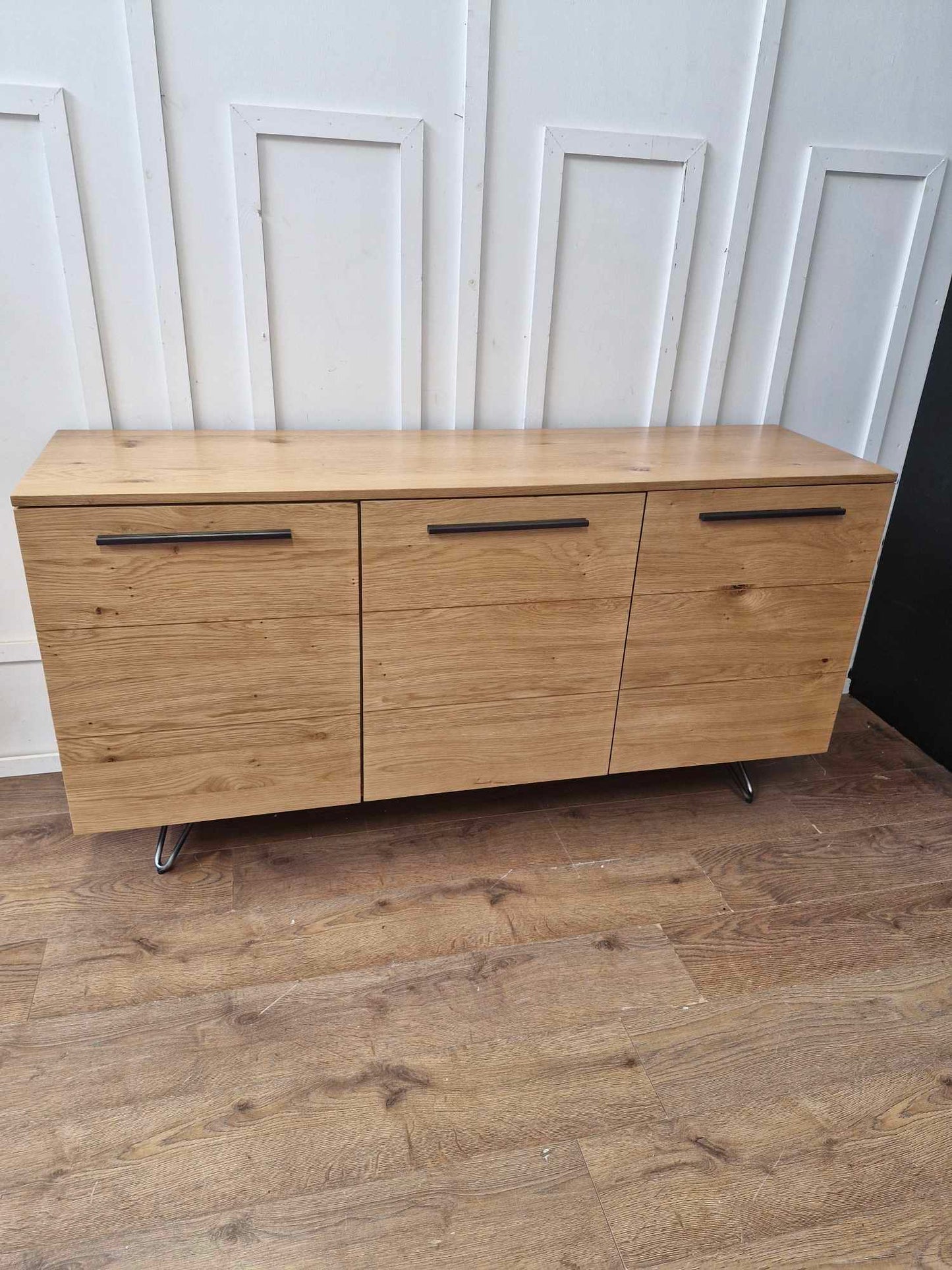Oak Sideboard / Wood and metal Black