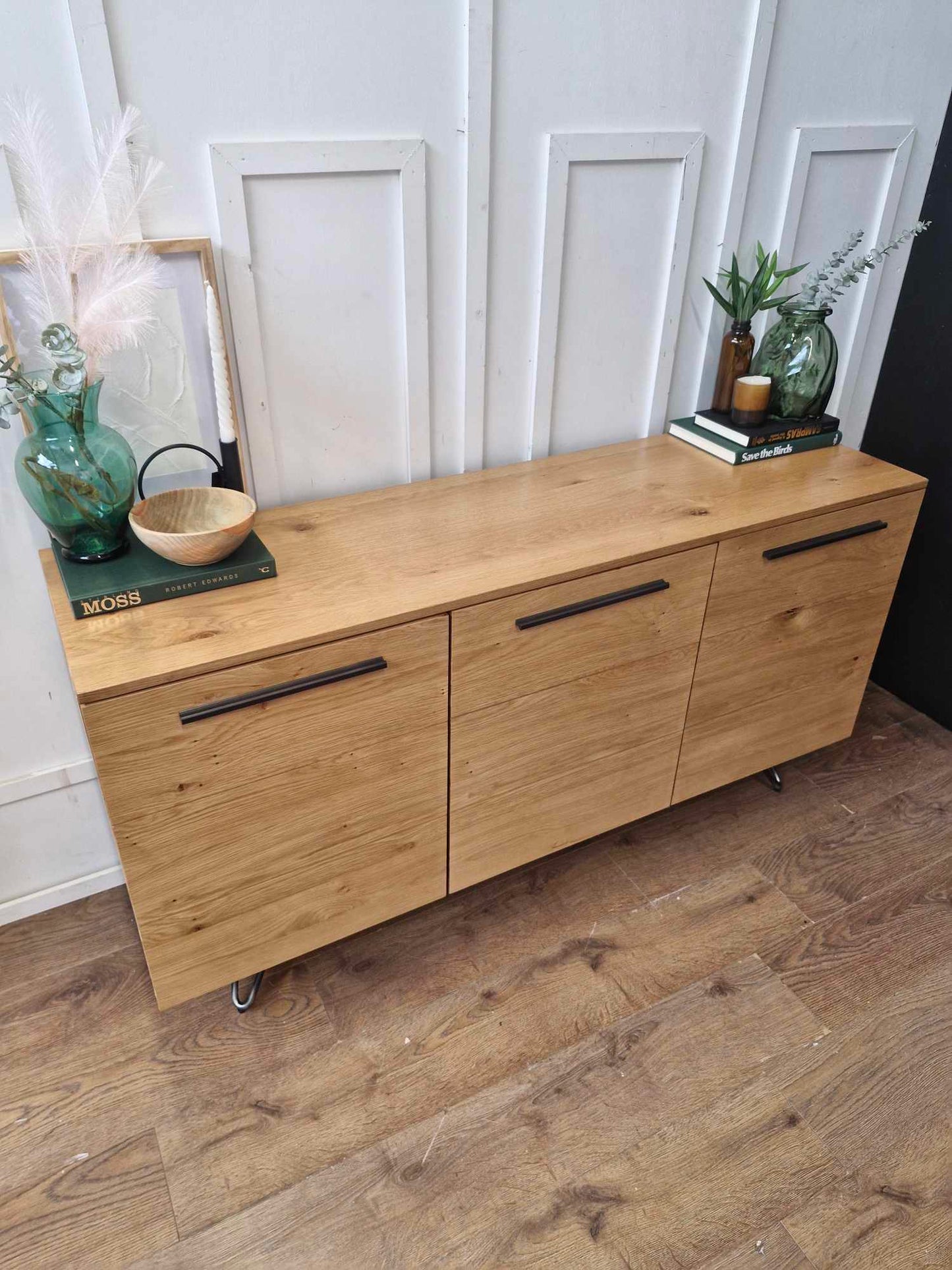 Oak Sideboard / Wood and metal Black