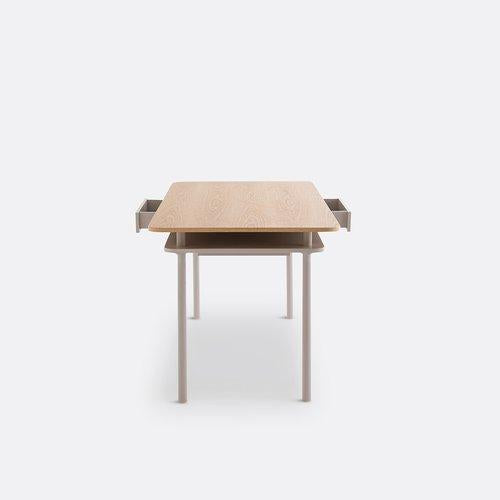 Grey and Oak Dining Table with storage and double top / La Redoute Biniti RRP £525