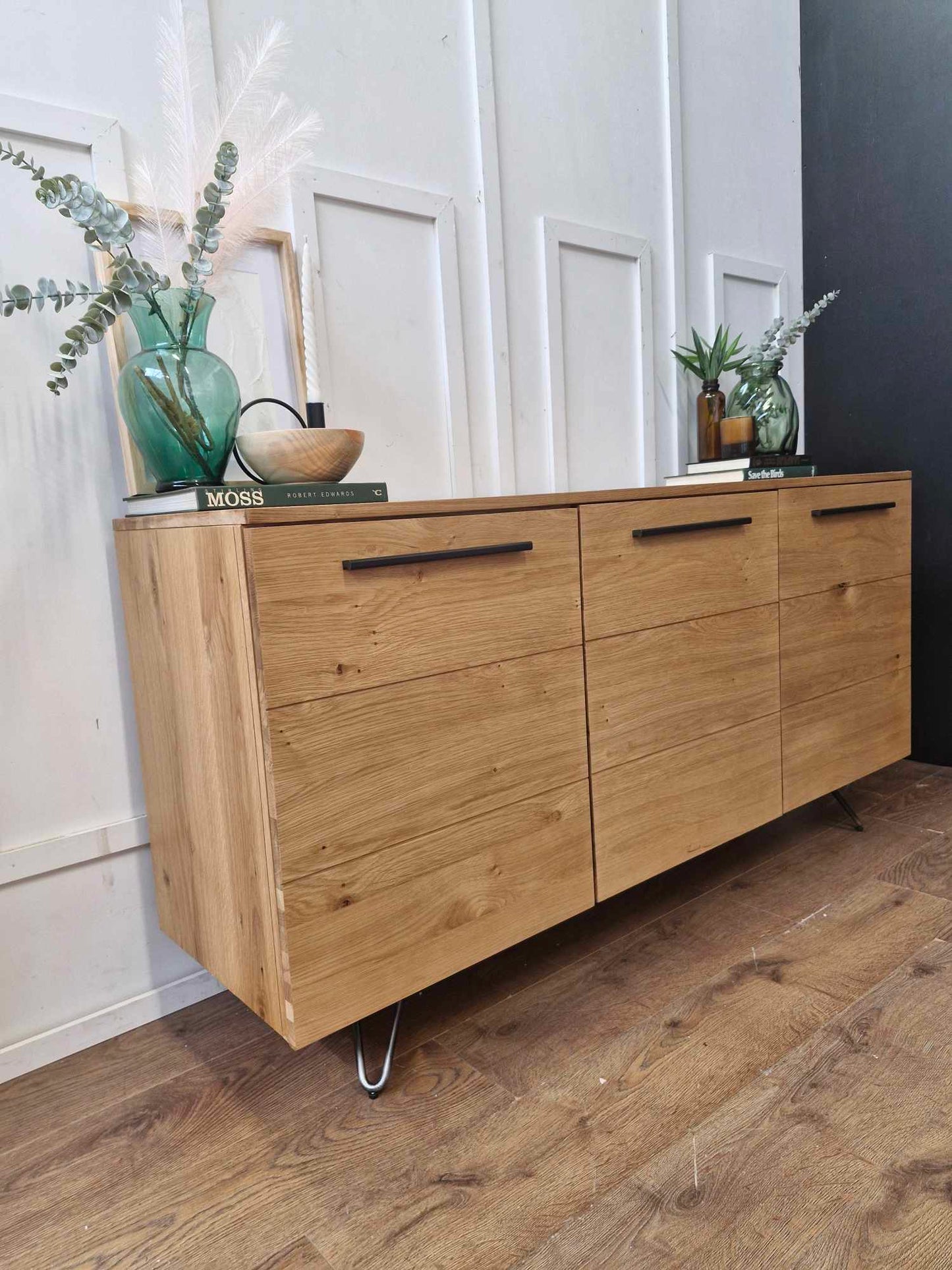 Oak Sideboard / Wood and metal Black