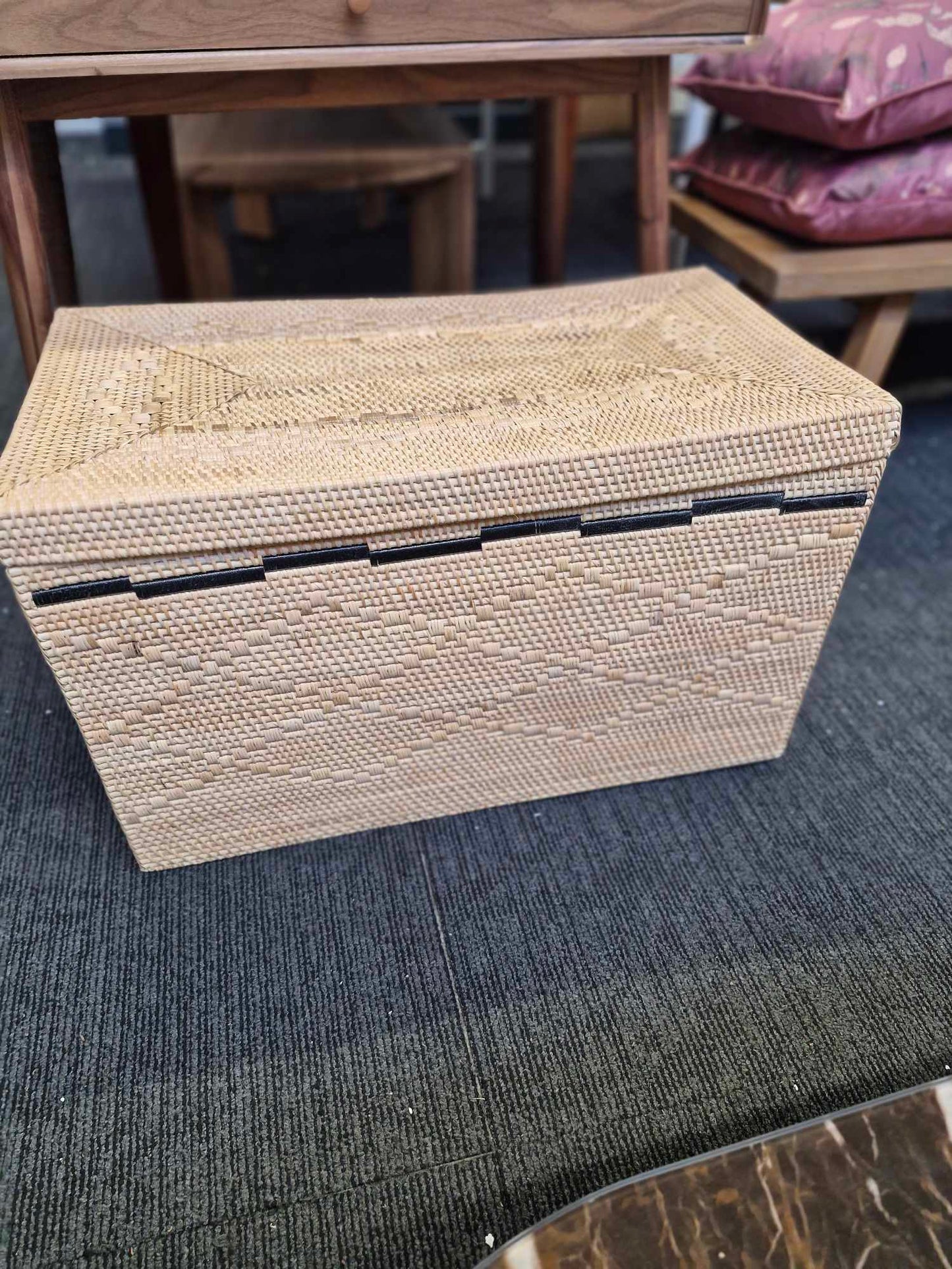 Rattan Storage Trunk Basket Box with Lid / La Redoute Danae RRP £299