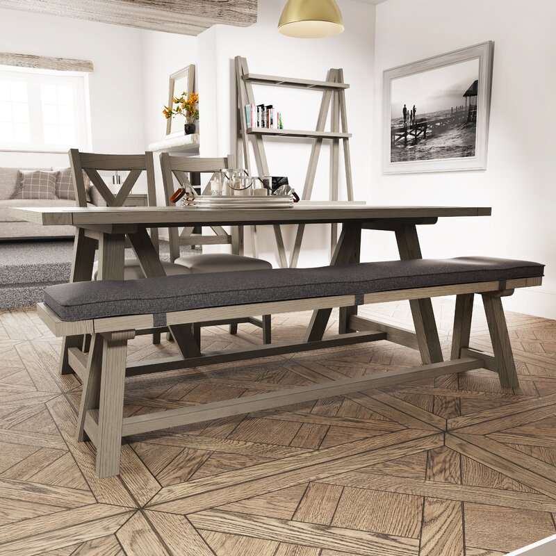 Extra Large Dining Bench Grey Washed Solid Oak