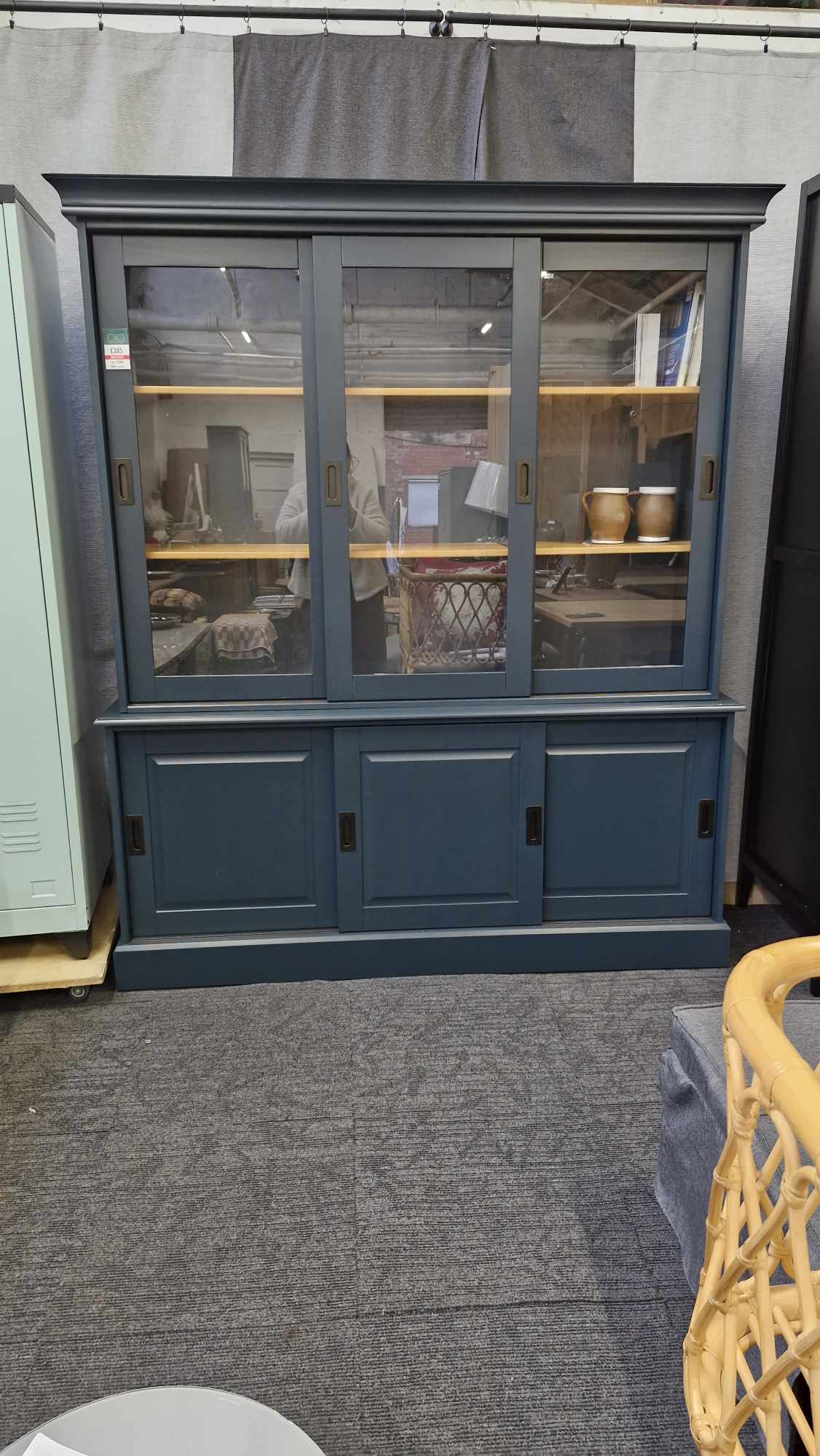 Large Cabinet Dresser Charcoal Grey Blue and Wood / La Redoute Poiret RRP £1199