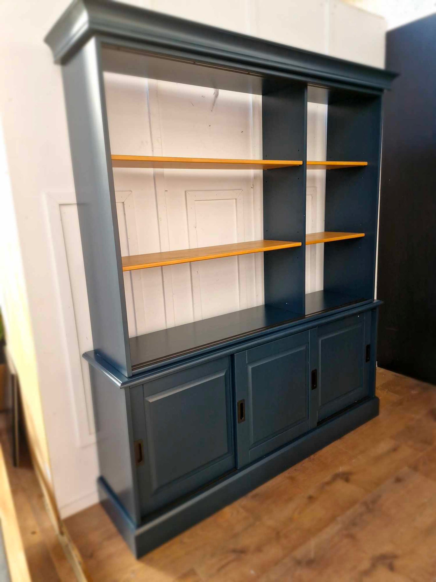 Large Cabinet Dresser Charcoal Grey Blue and Wood / La Redoute Poiret RRP £1199