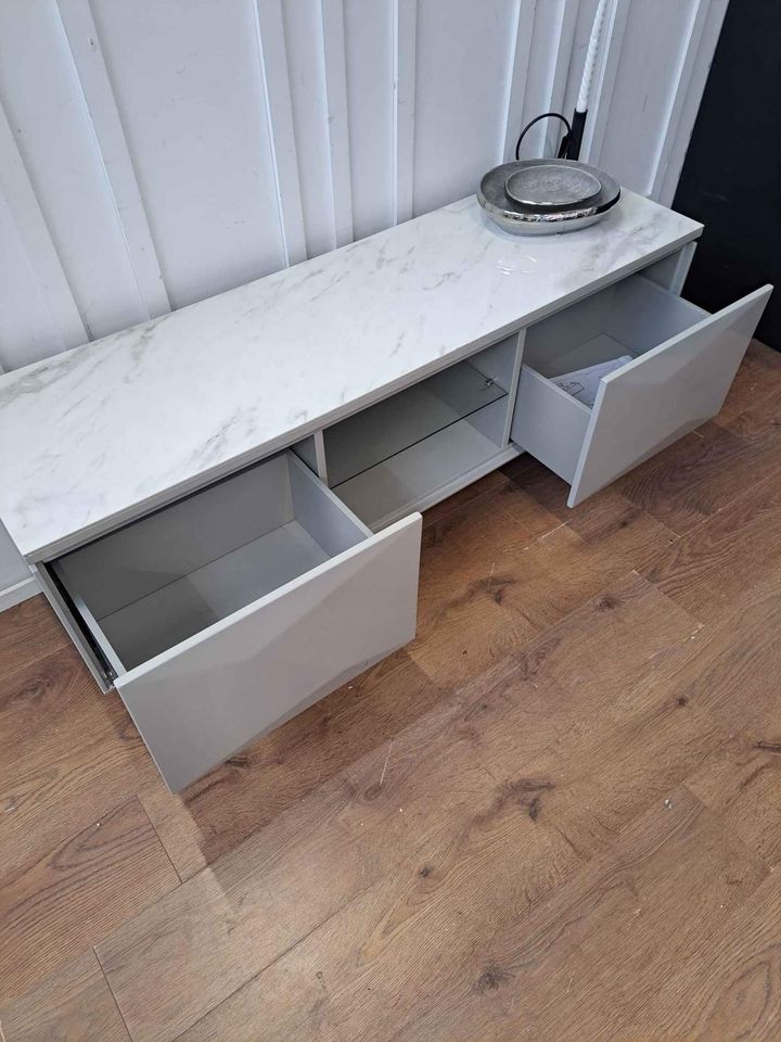 Grey and Marble Effect TV Stand