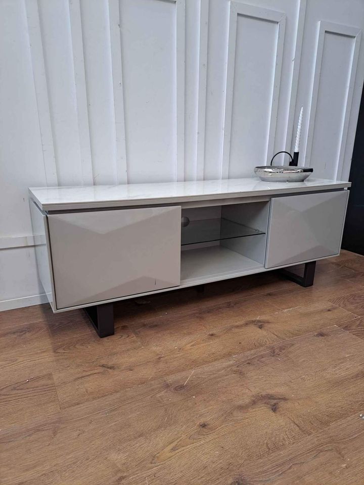 Grey and Marble Effect TV Stand