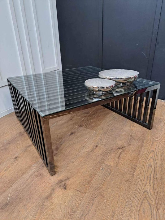 Large Coffee Table black metal and glass EX DISPLAY