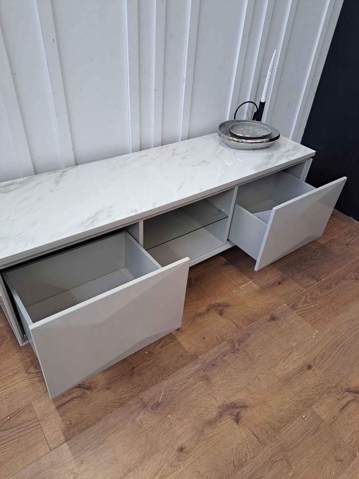 Grey and Marble Effect TV Stand