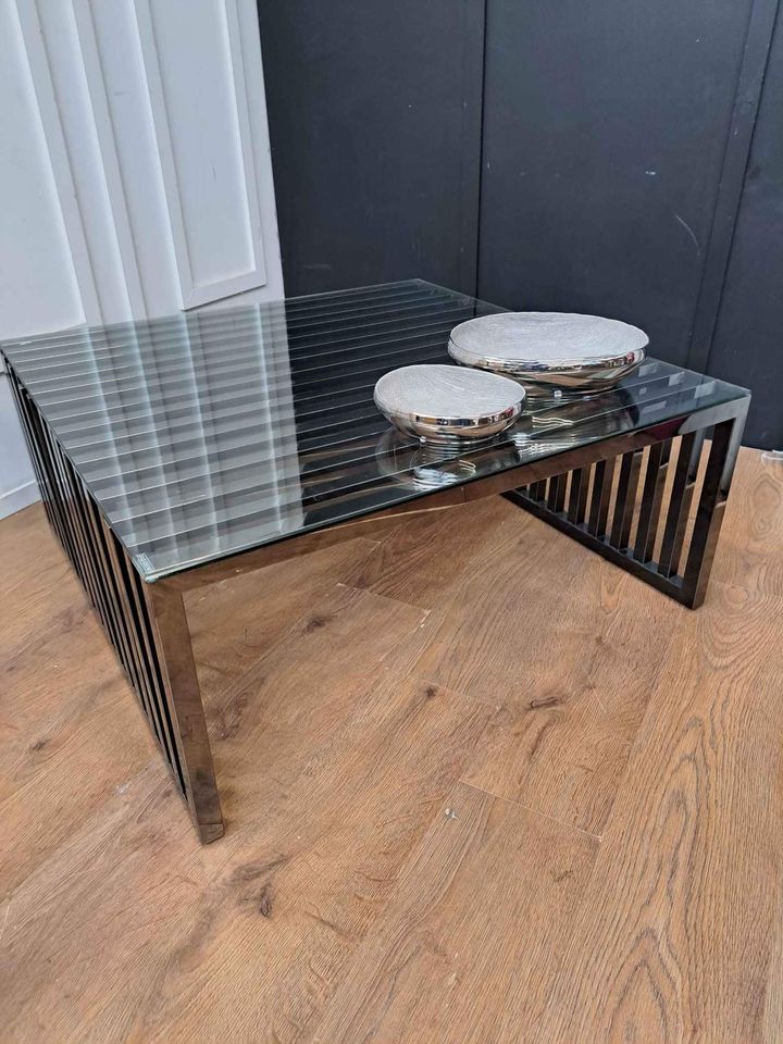 Large Coffee Table black metal and glass EX DISPLAY