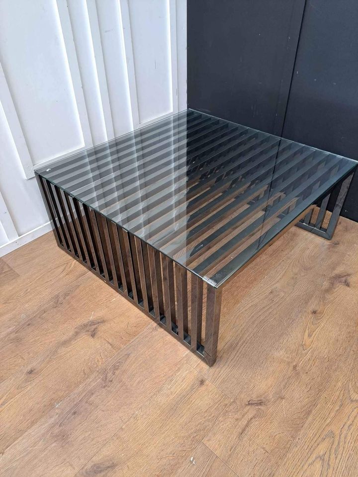 Large Coffee Table black metal and glass EX DISPLAY