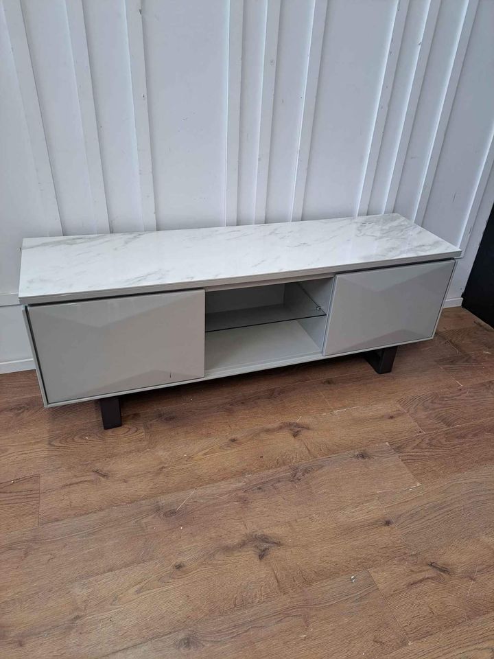 Grey and Marble Effect TV Stand