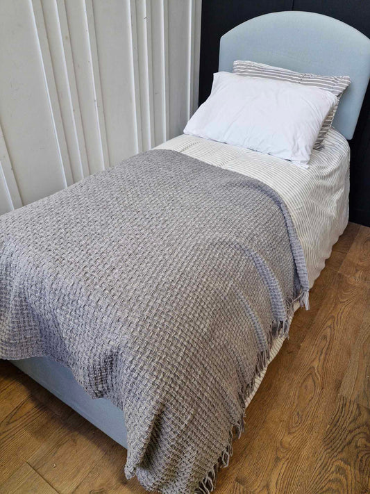 Single Divan with Storage base including headboard Pale Blue / Silentnight