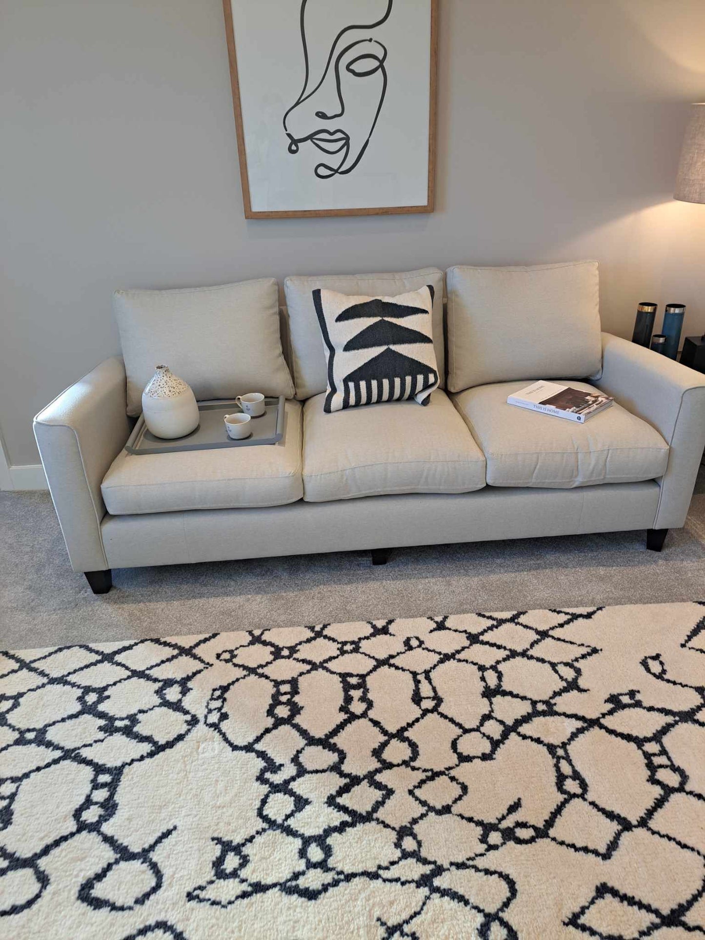 Ex Display Light Fabric 3 Seater Sofa