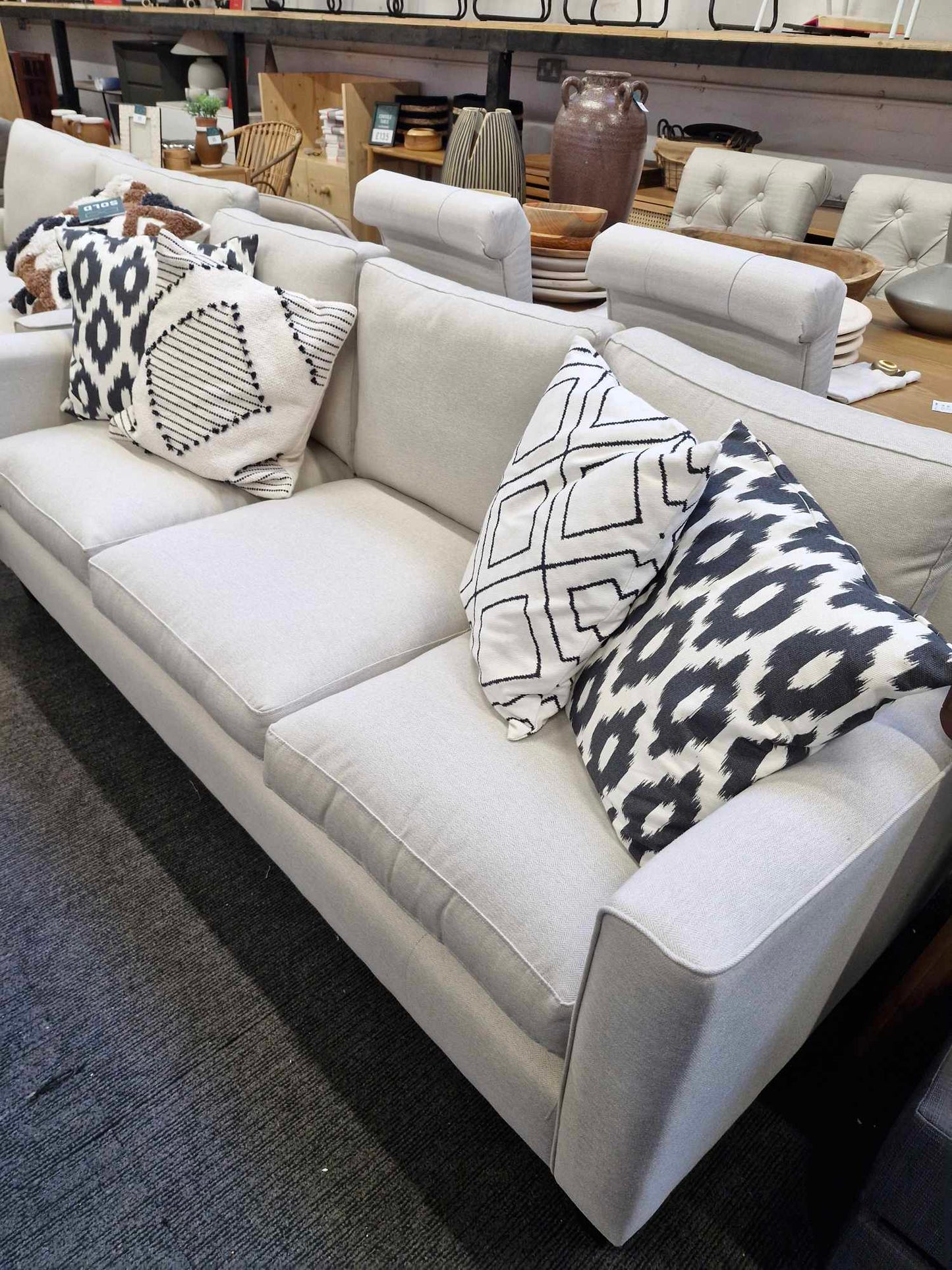Ex Display Light Fabric 3 Seater Sofa