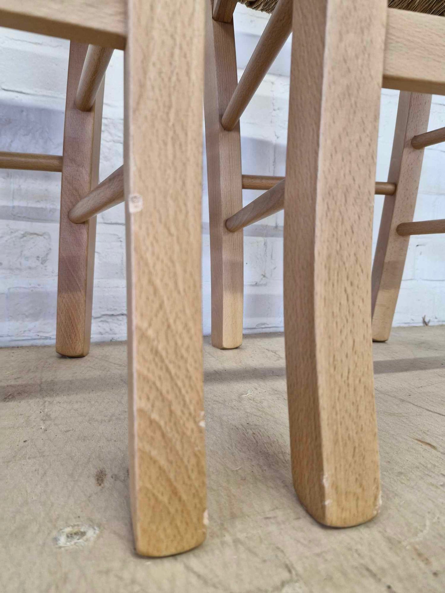 Set of 4 Dining Chairs / Wood and Rope