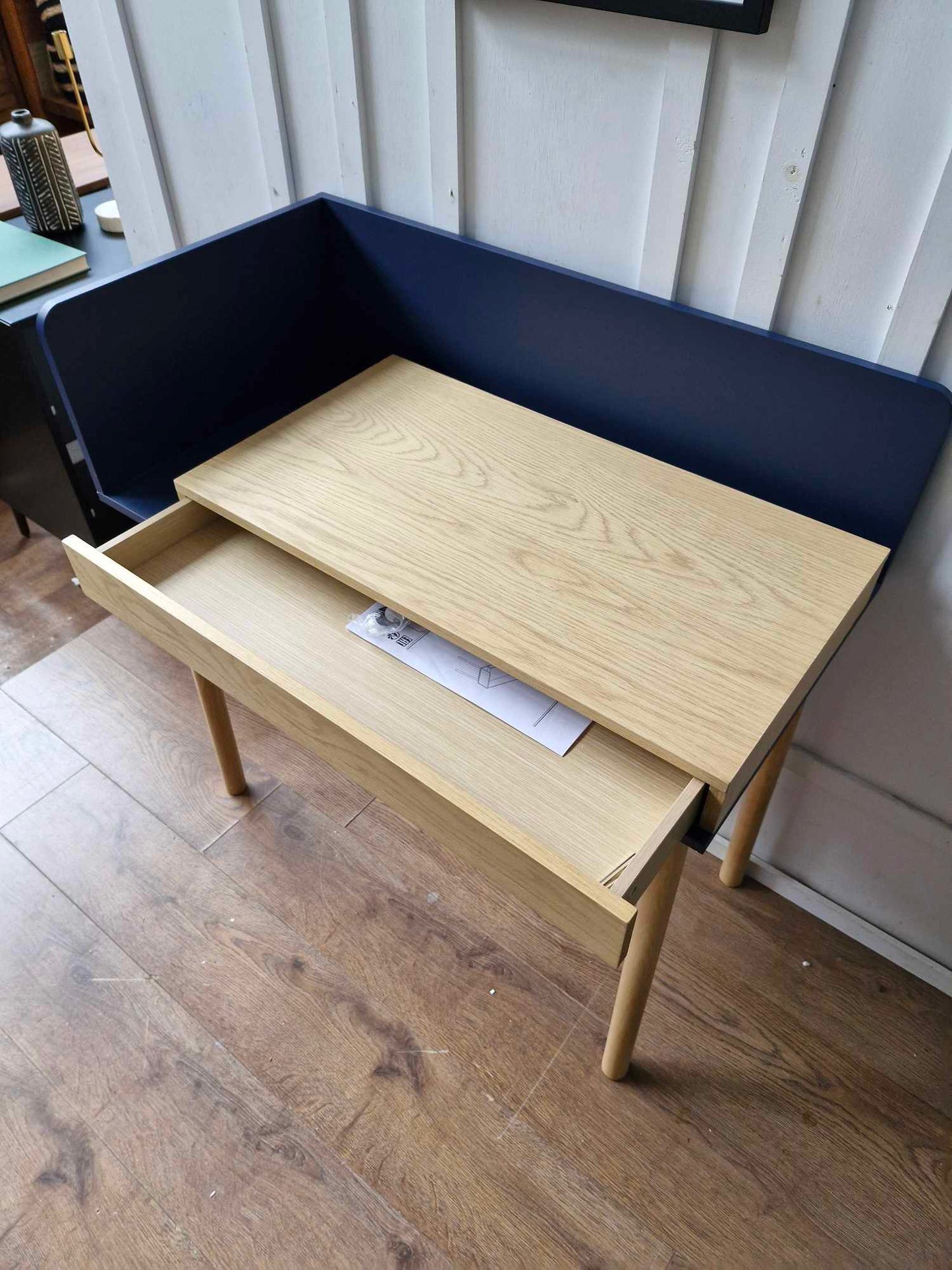 Oak and Blue Desk with 1 Drawer / La Redoute Graphy