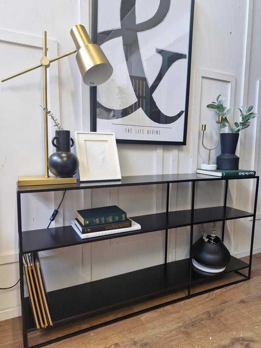 Low Black Metal Bookshelf Display Unit / La Redoute Hiba