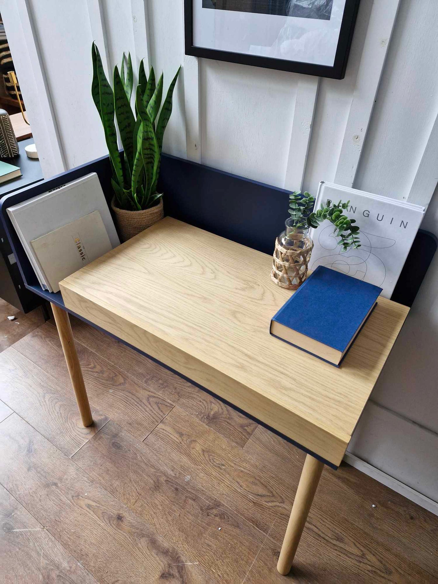 Oak and Blue Desk with 1 Drawer / La Redoute Graphy