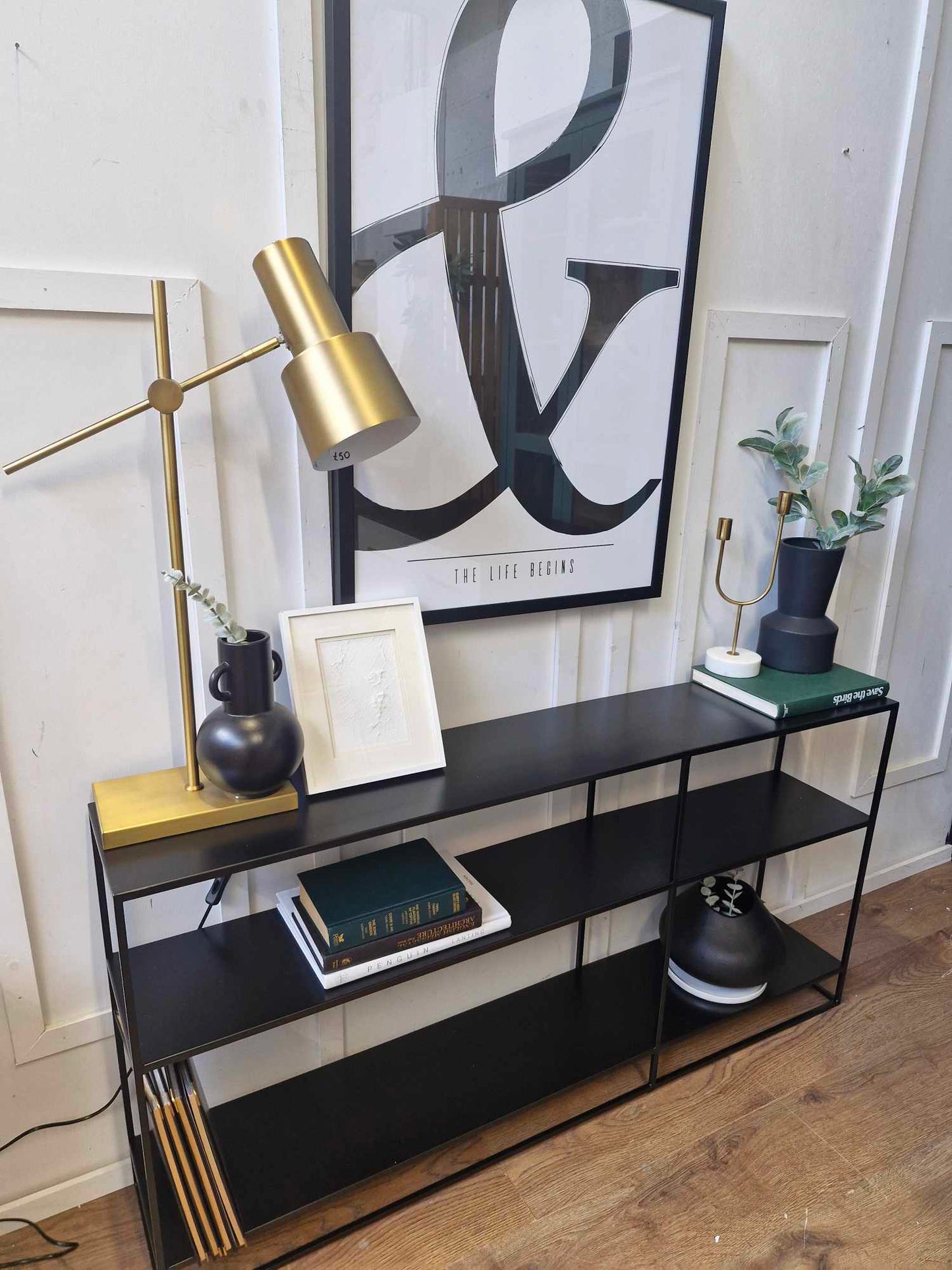 Low Black Metal Bookshelf Display Unit / La Redoute Hiba